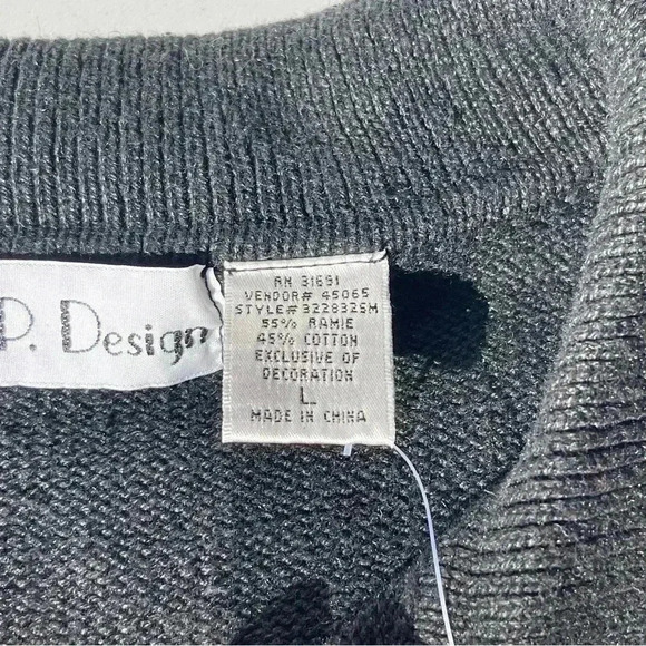 BP Design Cardigan Black Christmas Stockings Design Bead Collared Buttons Size L - Picture 4 of 12